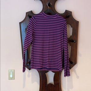 Girls navy and purple striped mock turtle neck